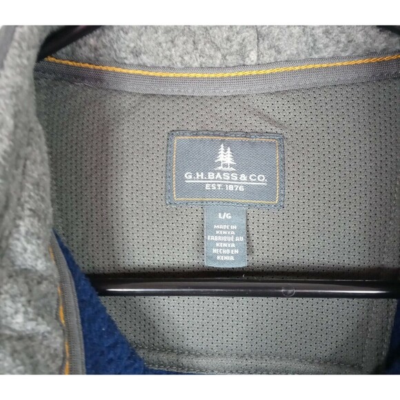 G.H. Bass & Co. Men's Blue Arctic Fleece Mock-Collar Sweater Size Large EUC - Picture 3 of 4